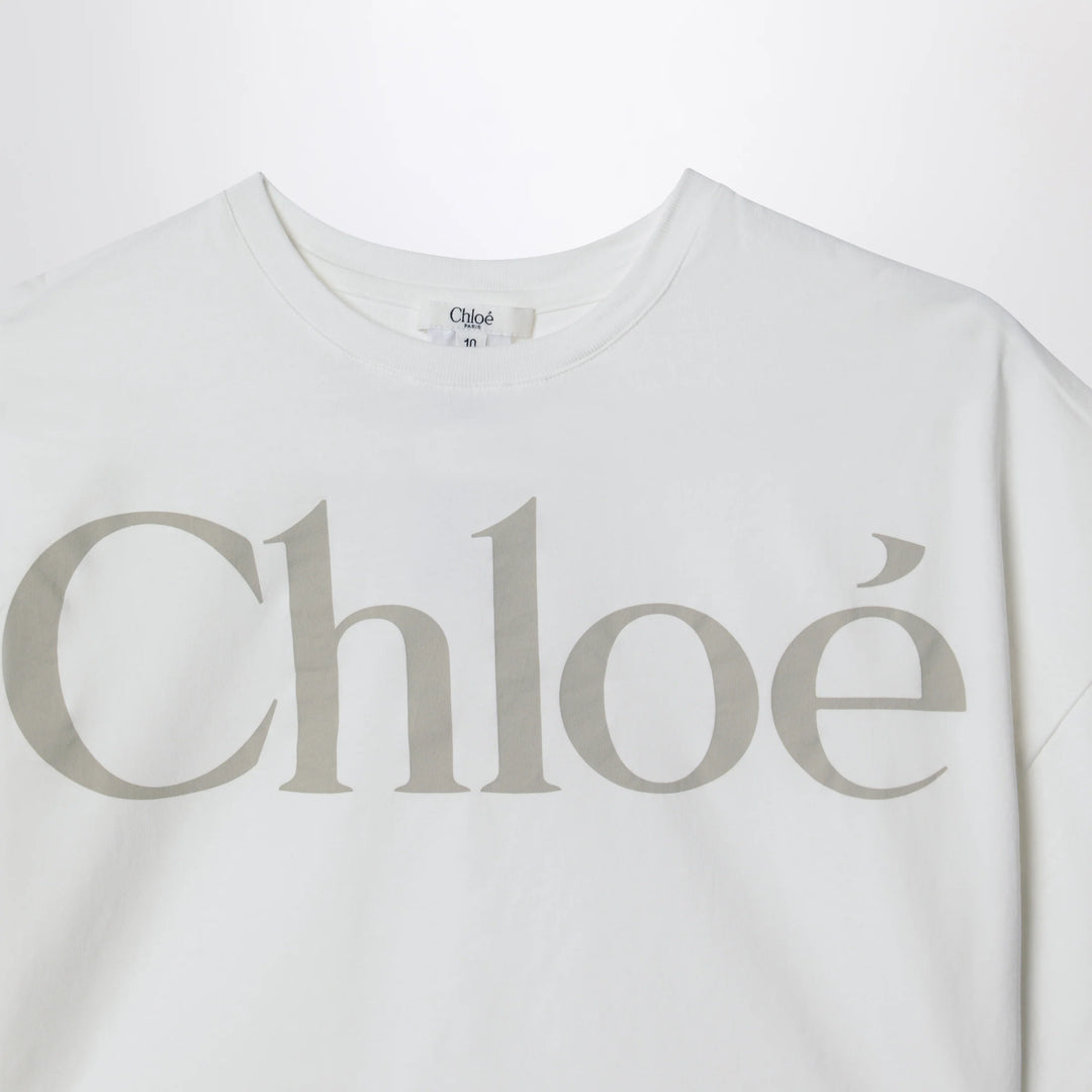 Chloé - White cropped T-shirt with logo print