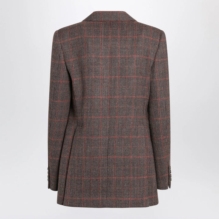 Chloé - Single-breasted checked brown wool jacket