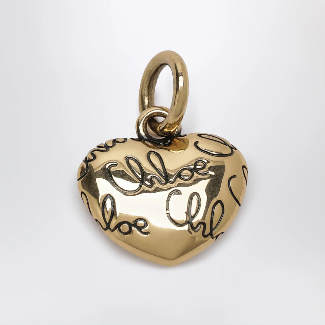 Chloé - Alphabet heart logo charm in brass, gold