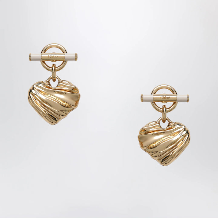 Chloé - Gold/Ivory heart earrings