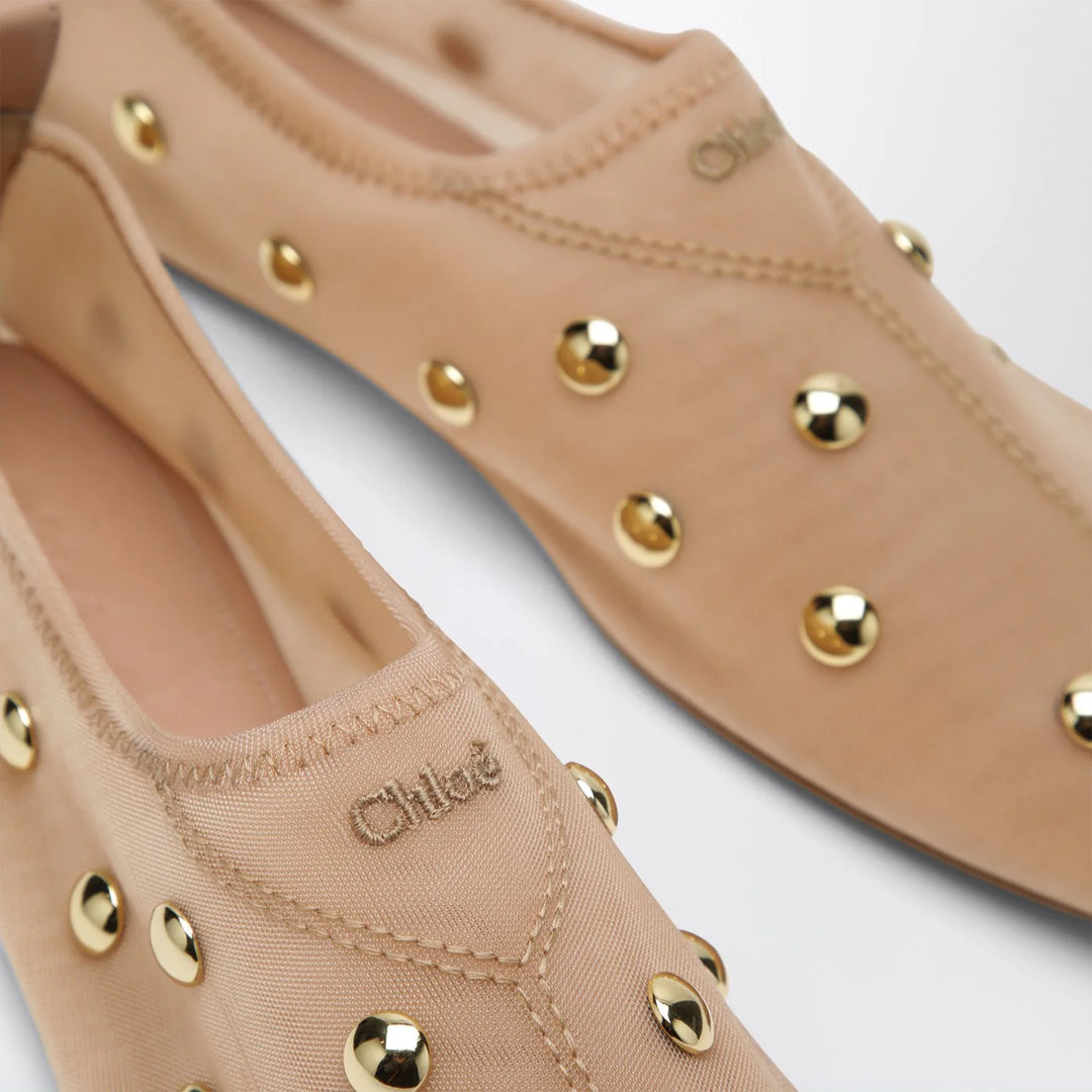 Rita Blushy Beige ballet flats in transparent mesh