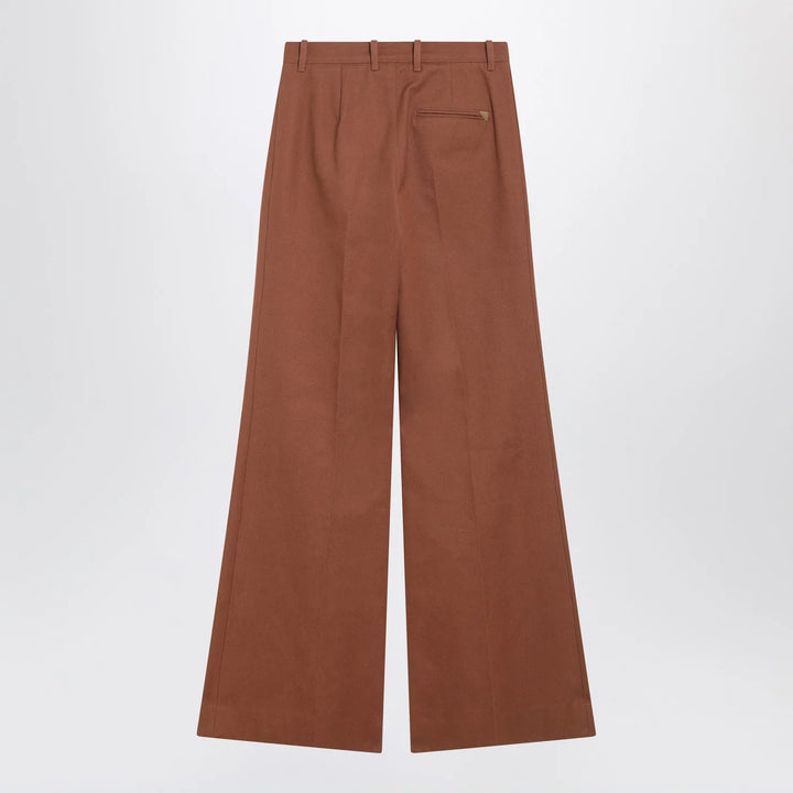 Chloé - Flared cotton trousers in nougat colour
