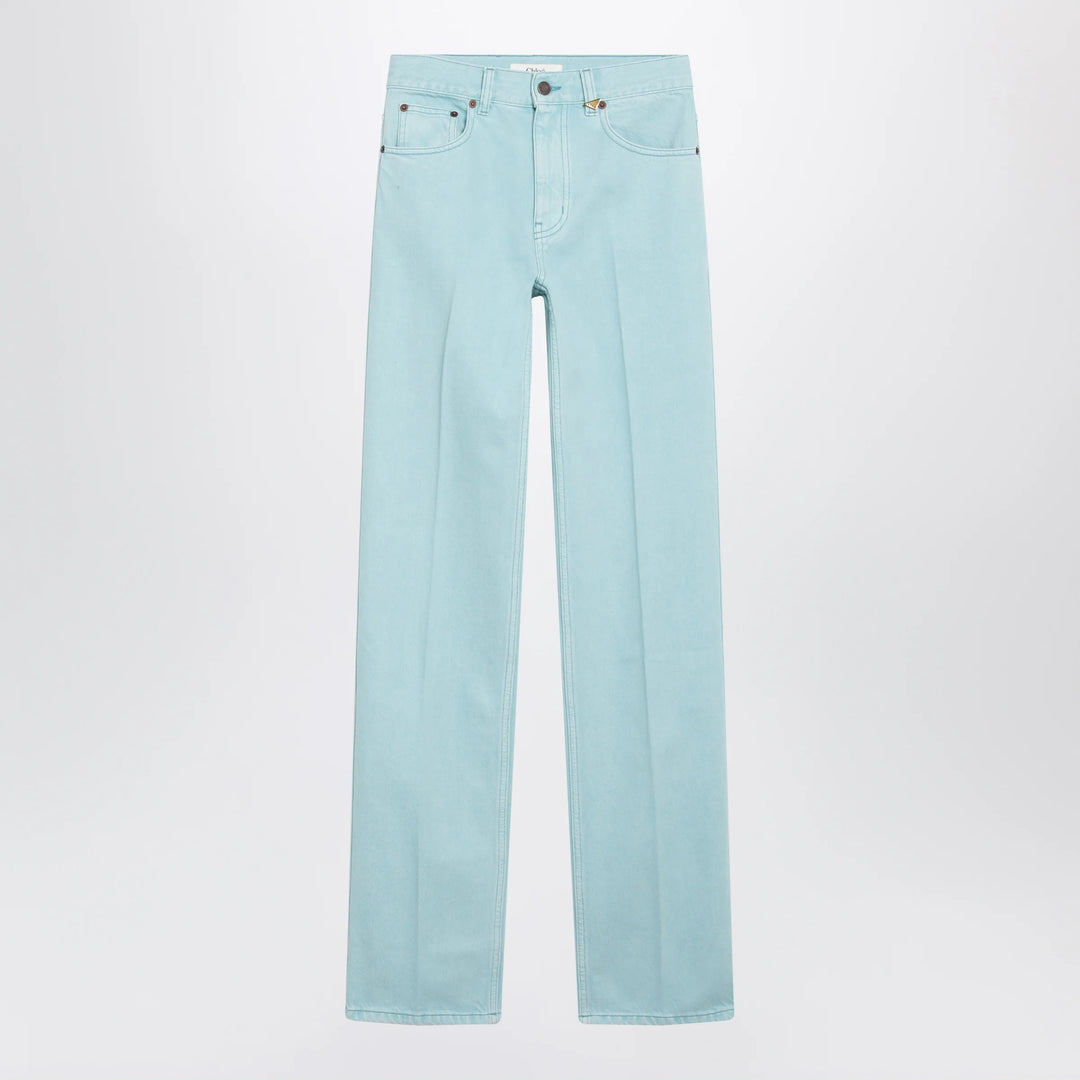 Chloé - Straight jeans in turquoise organic cotton denim