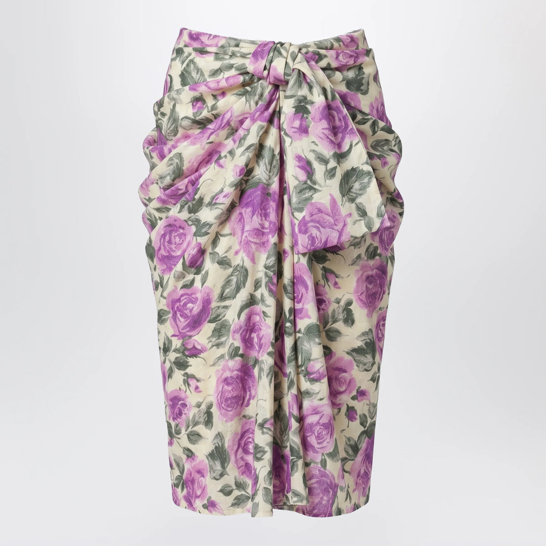 Chloé - Midi silk skirt with multicolour floral print