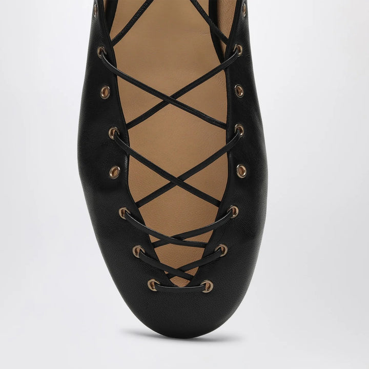 Chloé - Black leather ghillie ballerinas