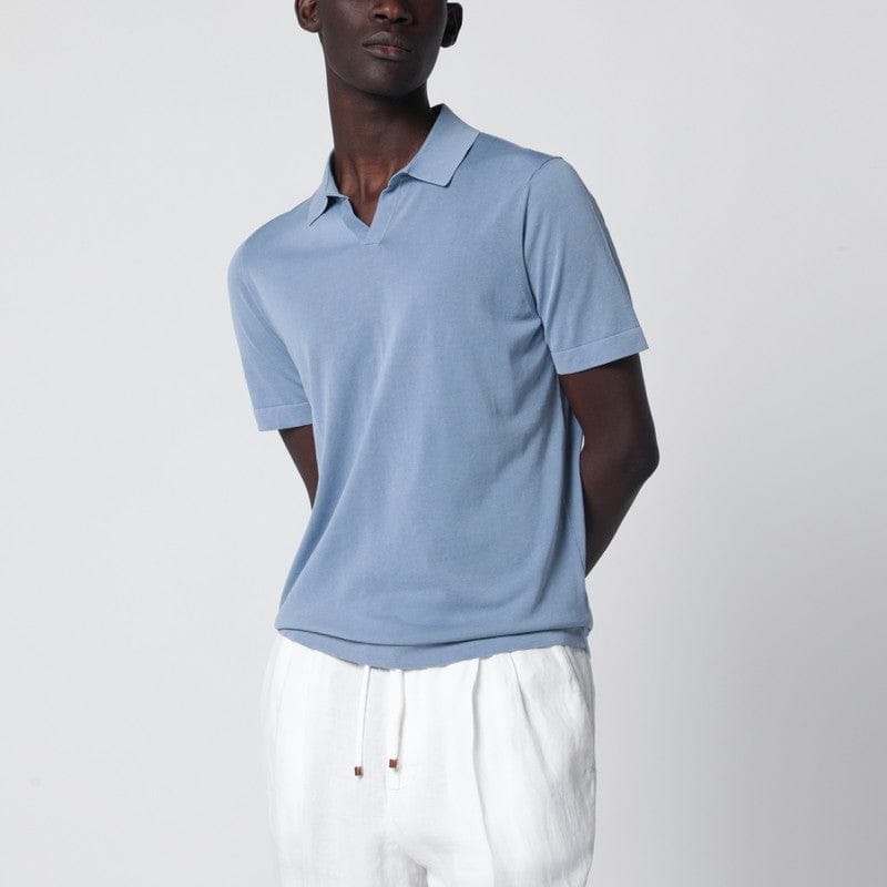 Shirts & Tops Drumohr - Light blue cotton knit polo - 50 IT Brand