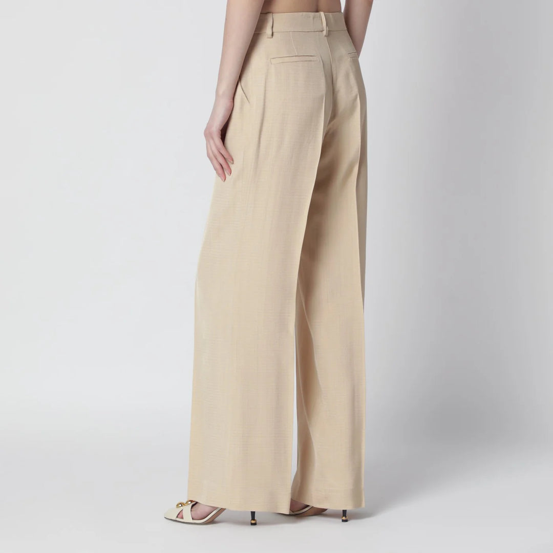 P.A.R.O.S.H. - Champagne-colored viscose trousers