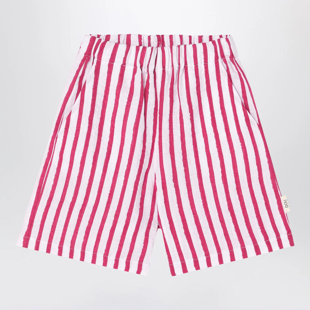 Douuod - White/red striped Bermuda shorts in linen