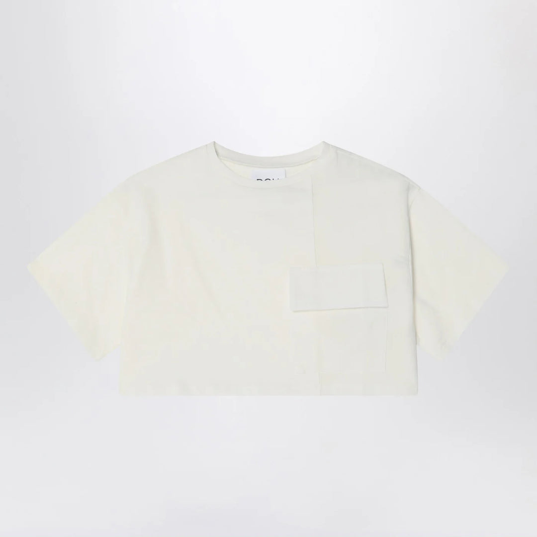 Douuod - Ivory cropped t-shirt in cotton