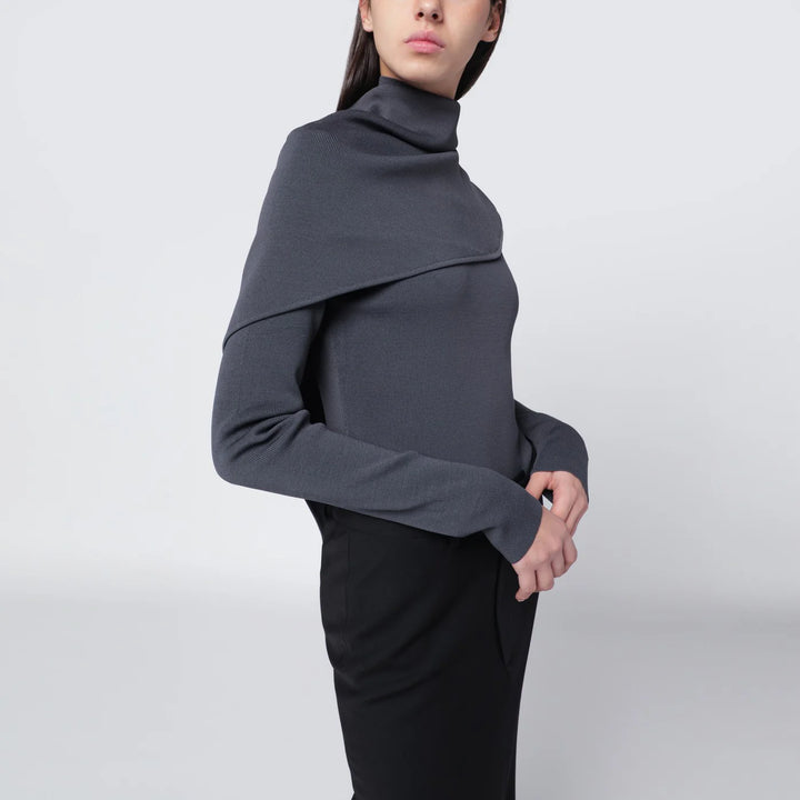 Entire Studios - Grey turtleneck sweater with cape detail