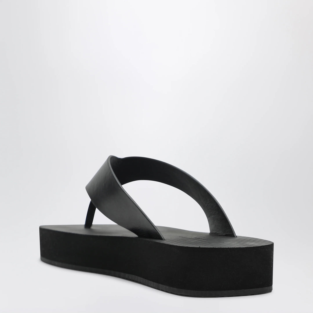 The Row - Black Dune leather flip-flops