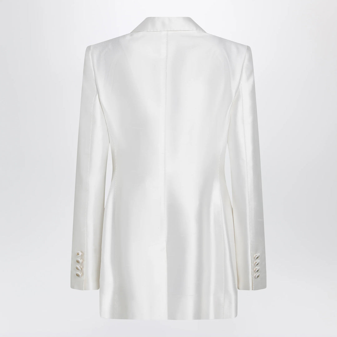 Dolce&amp;Gabbana - Double-breasted silk jacket in natural white