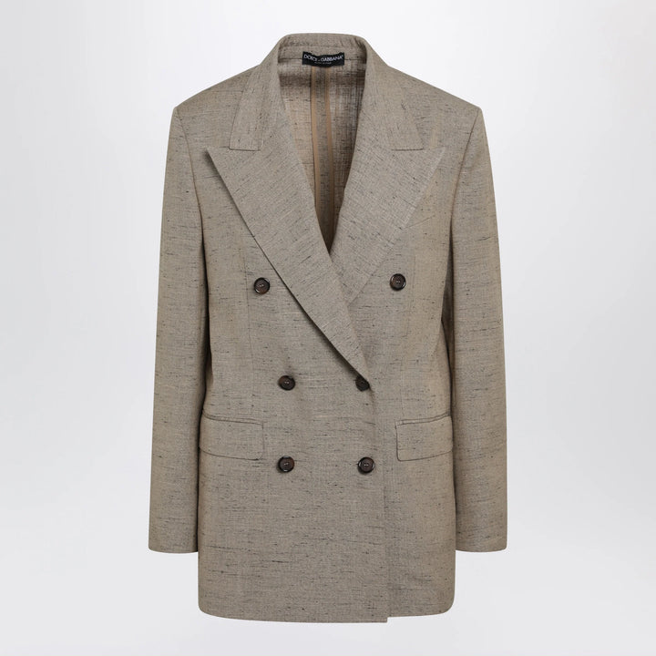 Dolce&amp;Gabbana - Sicilia double-breasted tweed-effect jacket, beige