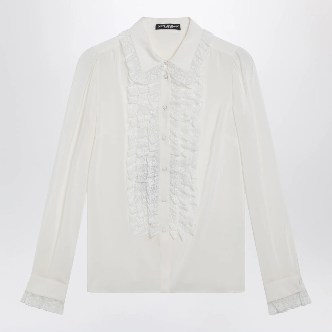 Dolce&amp;Gabbana - Silk and lace shirt with ruffles