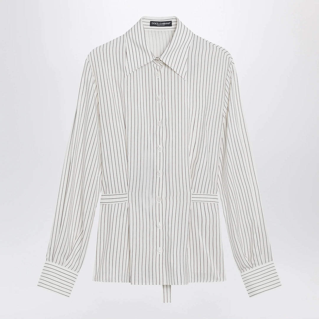 Dolce&amp;Gabbana - White pinstriped shirt in silk and cotton