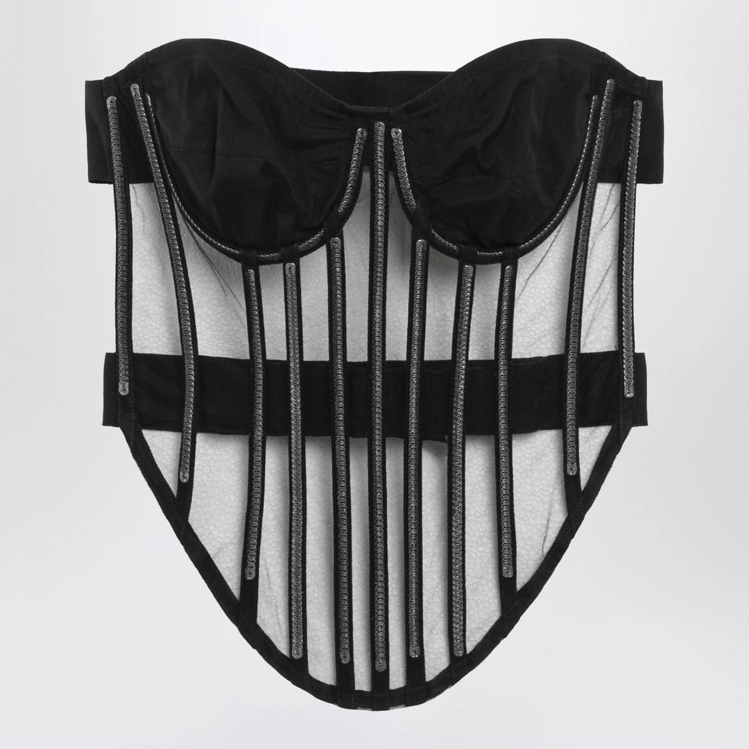 Dolce&amp;Gabbana - Black corset embellished with tulle