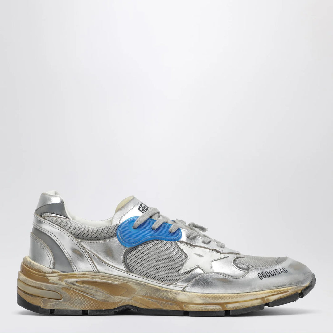 Golden Goose - Dad-Star Sneakers in silver laminated leather and mesh