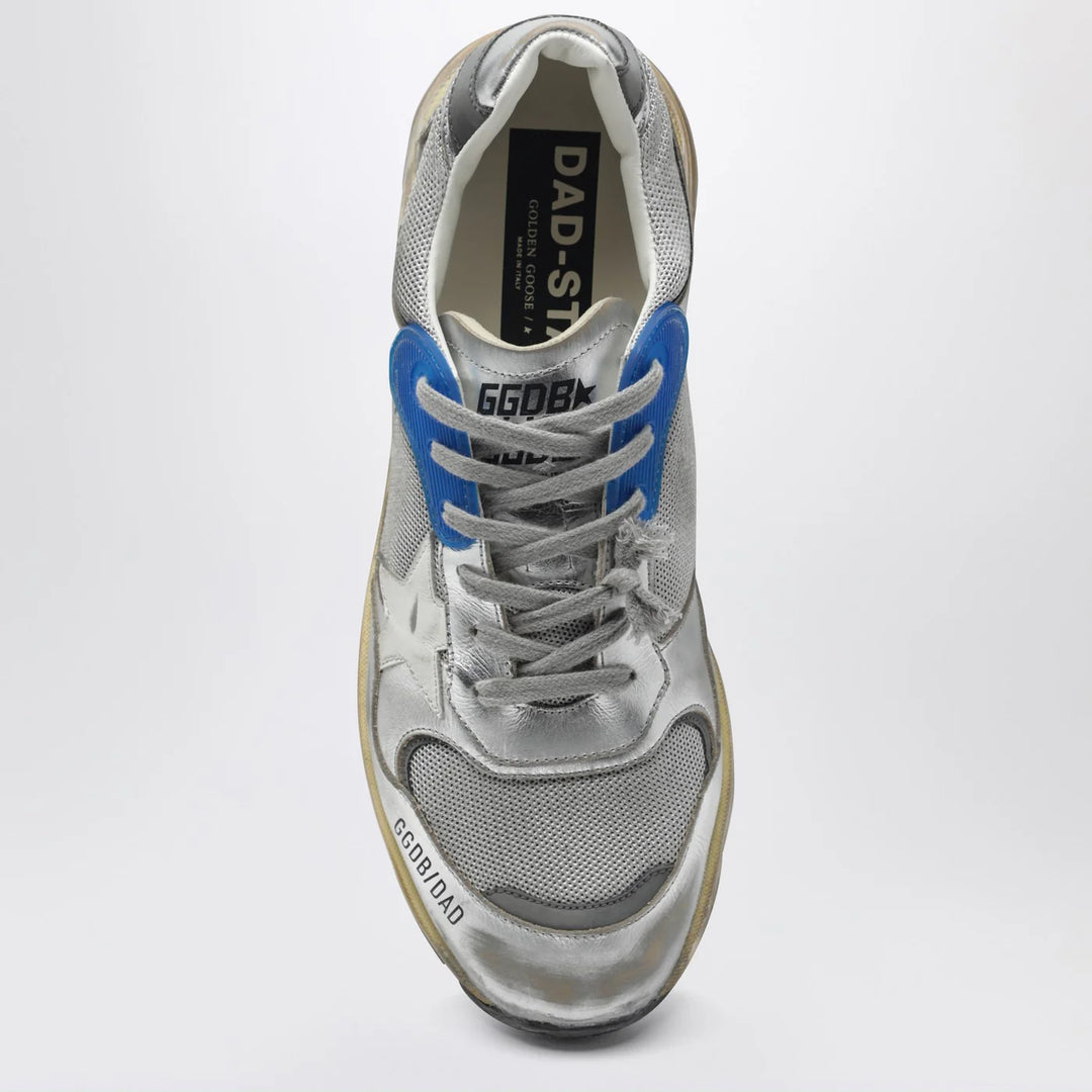 Golden Goose - Dad-Star Sneakers in silver laminated leather and mesh