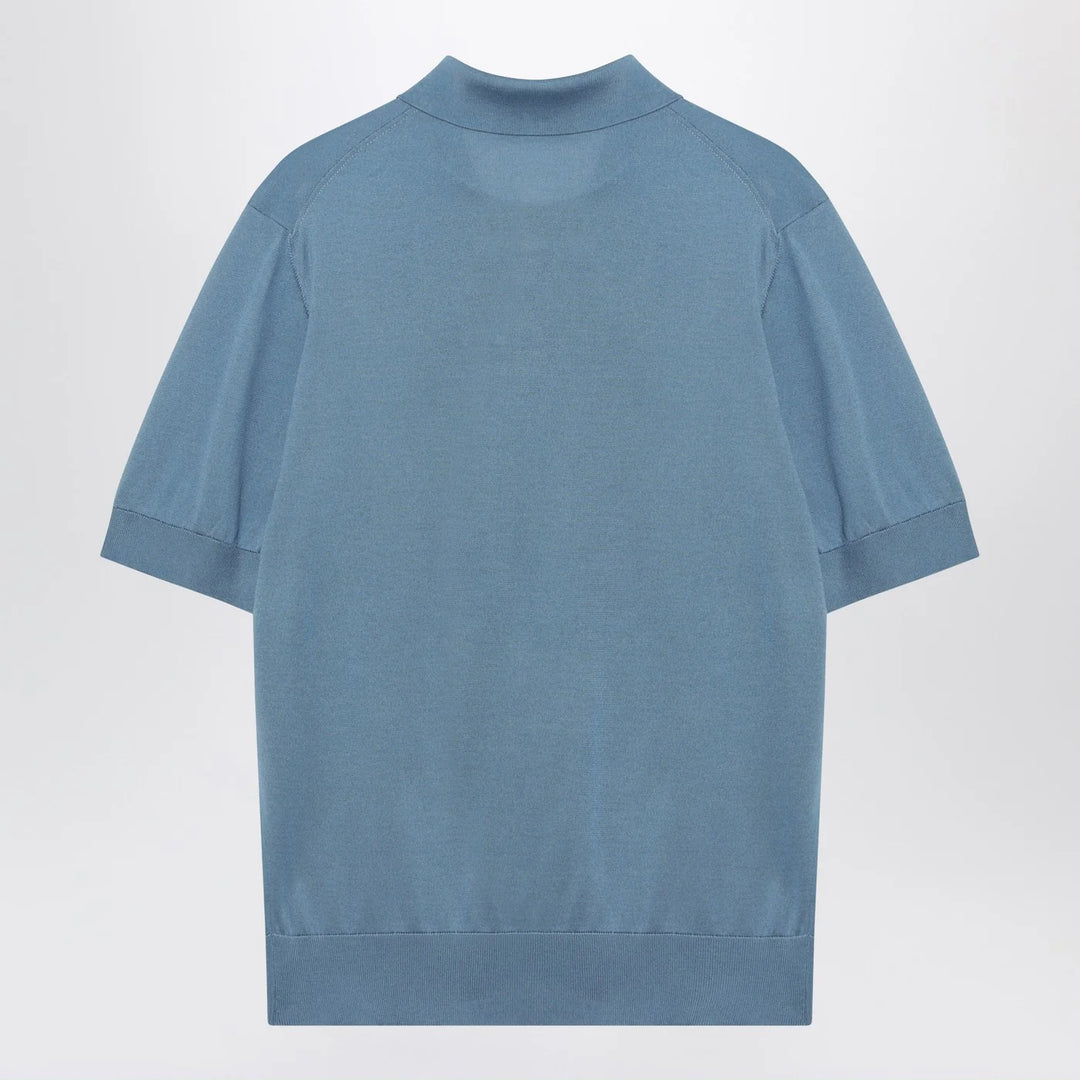 Dolce&amp;Gabbana - Light blue silk polo shirt