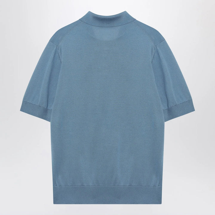 Dolce&amp;Gabbana - Light blue silk polo shirt