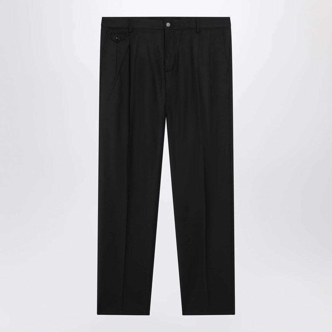 Dolce&amp;Gabbana - Tapered pleated wool-blend trousers in black