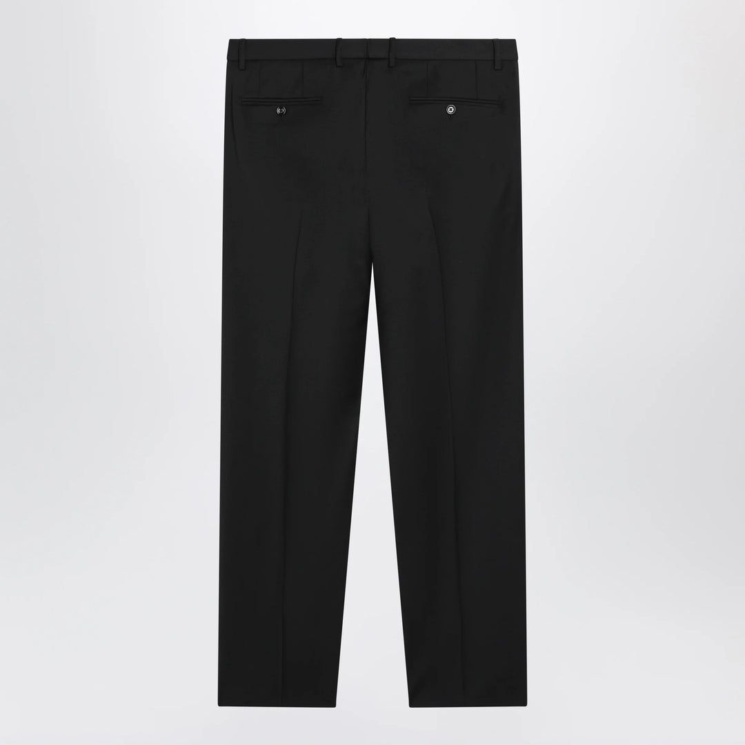 Dolce&amp;Gabbana - Tapered pleated wool-blend trousers in black