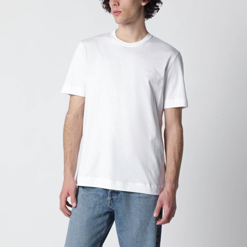 Shirts & Tops ZEGNA - White T-shirt with embroidered logo - 48 IT Brand