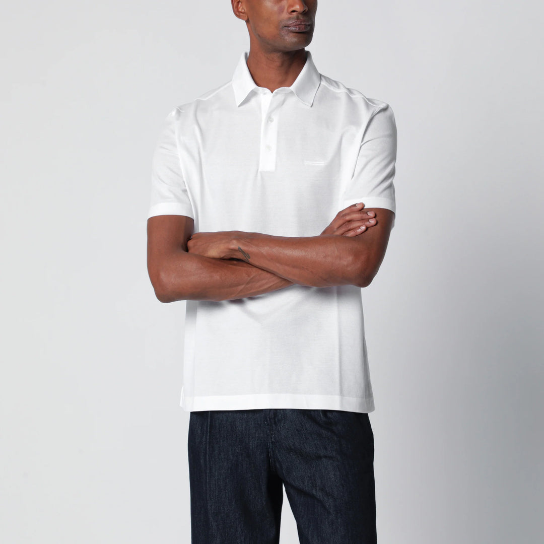 ZEGNA - White cotton piqué polo shirt