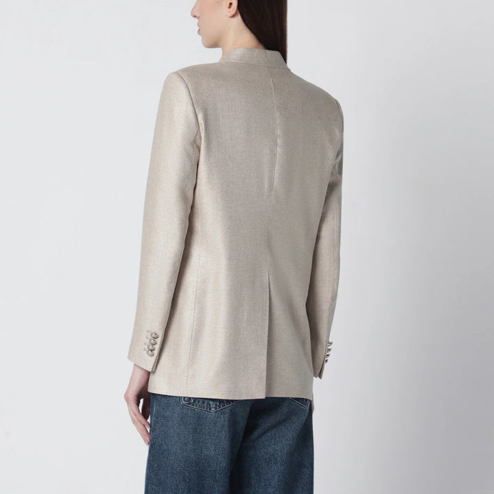 Tagliatore - Beige silk double-breasted jacket