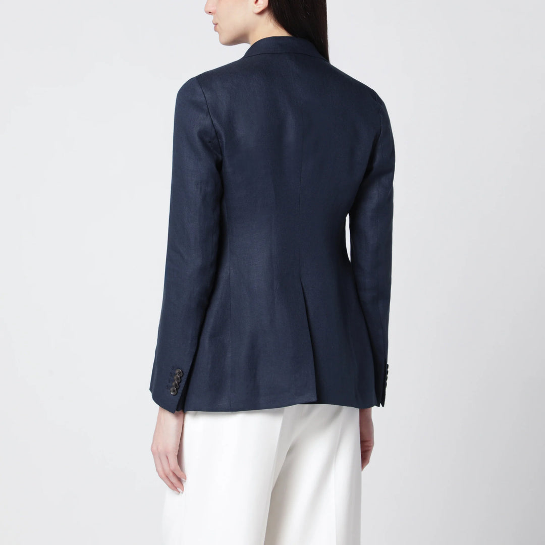 Tagliatore - Navy blue double-breasted linen jacket