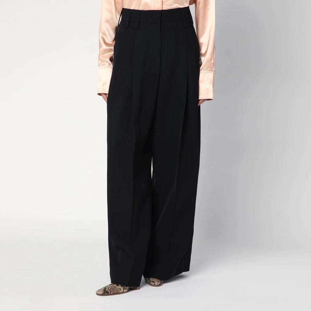 Jil Sander - Wide black pants in silk blend