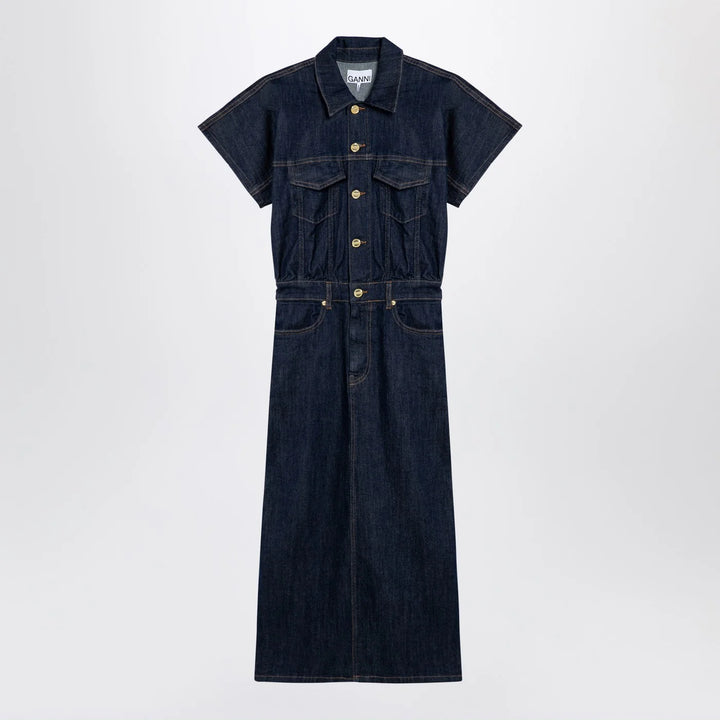 GANNI - Blue midi dress in organic denim