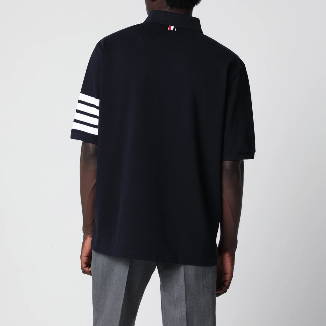 Thom Browne - Navy blue cotton polo shirt