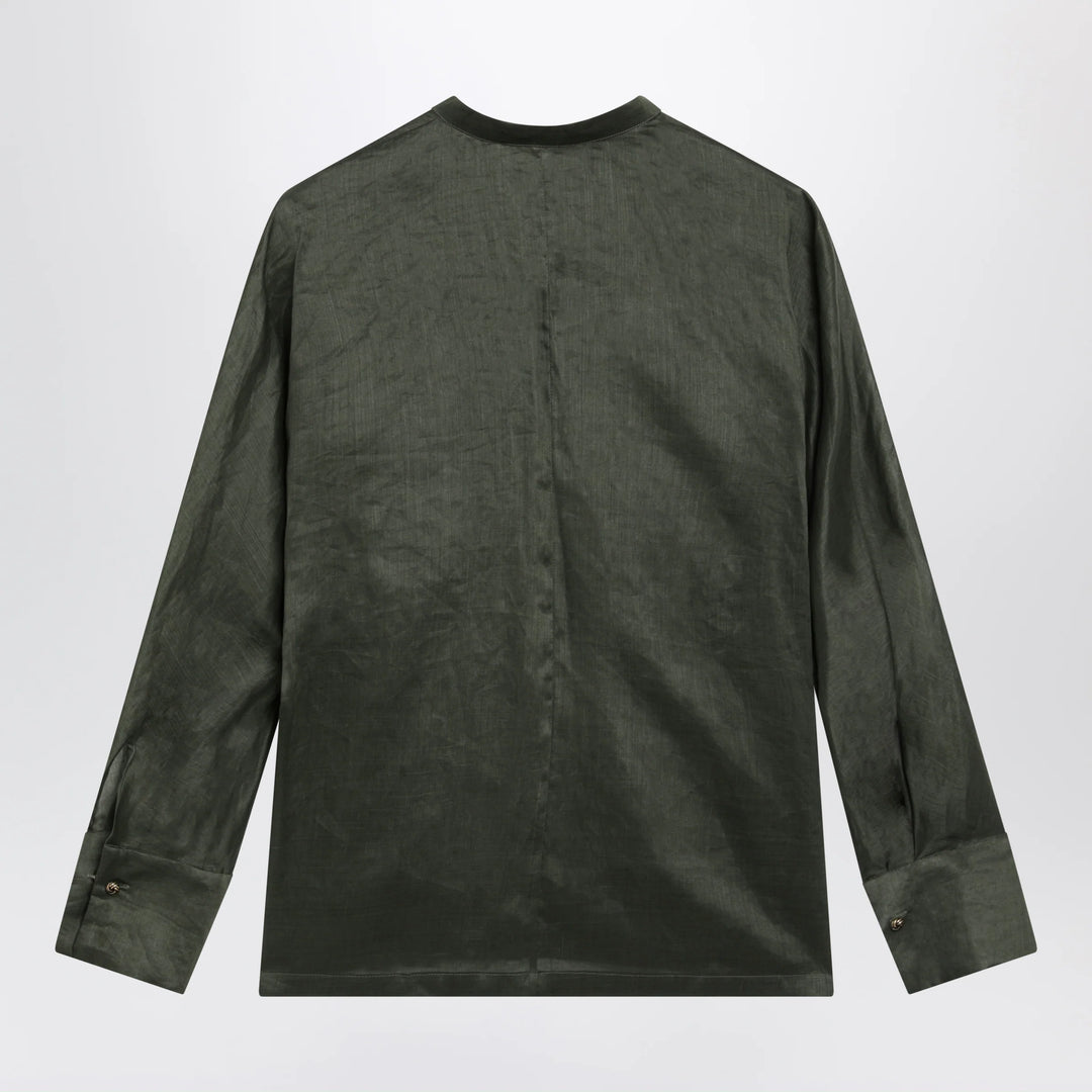 Max Mara Studio - Ramie canvas shirt in khaki green