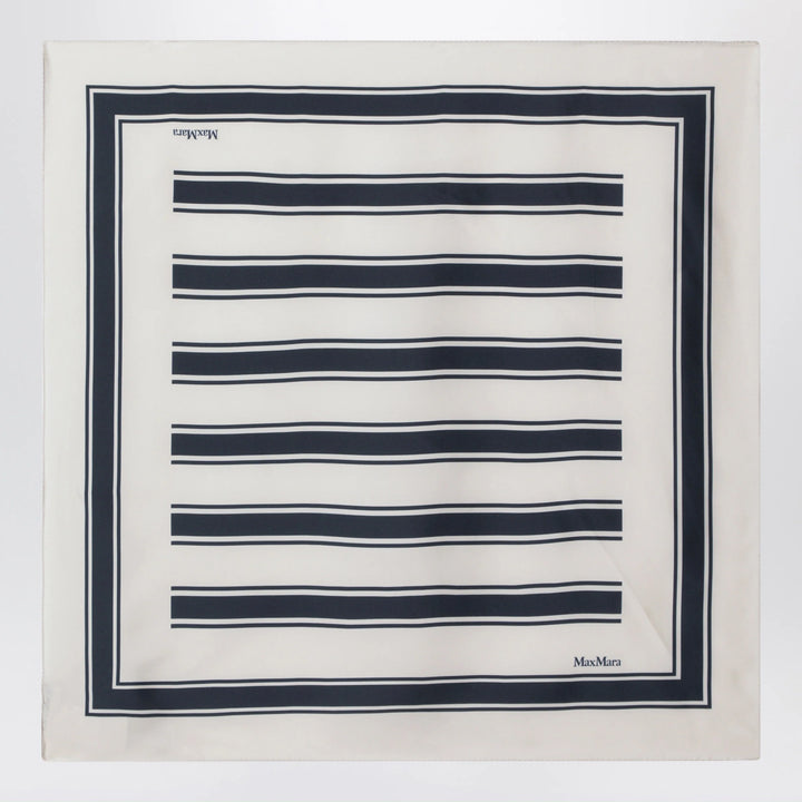 Max Mara - Square printed silk twill scarf in navy blue