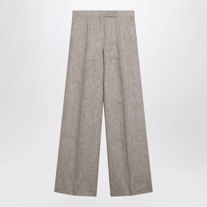 Max Mara - Beige chevron linen trousers