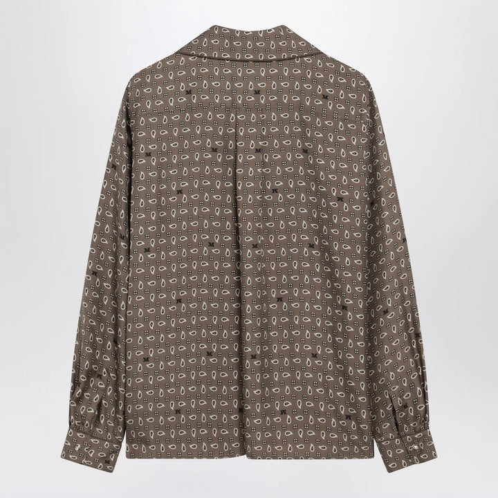 Max Mara - Printed silk shirt in mud colour