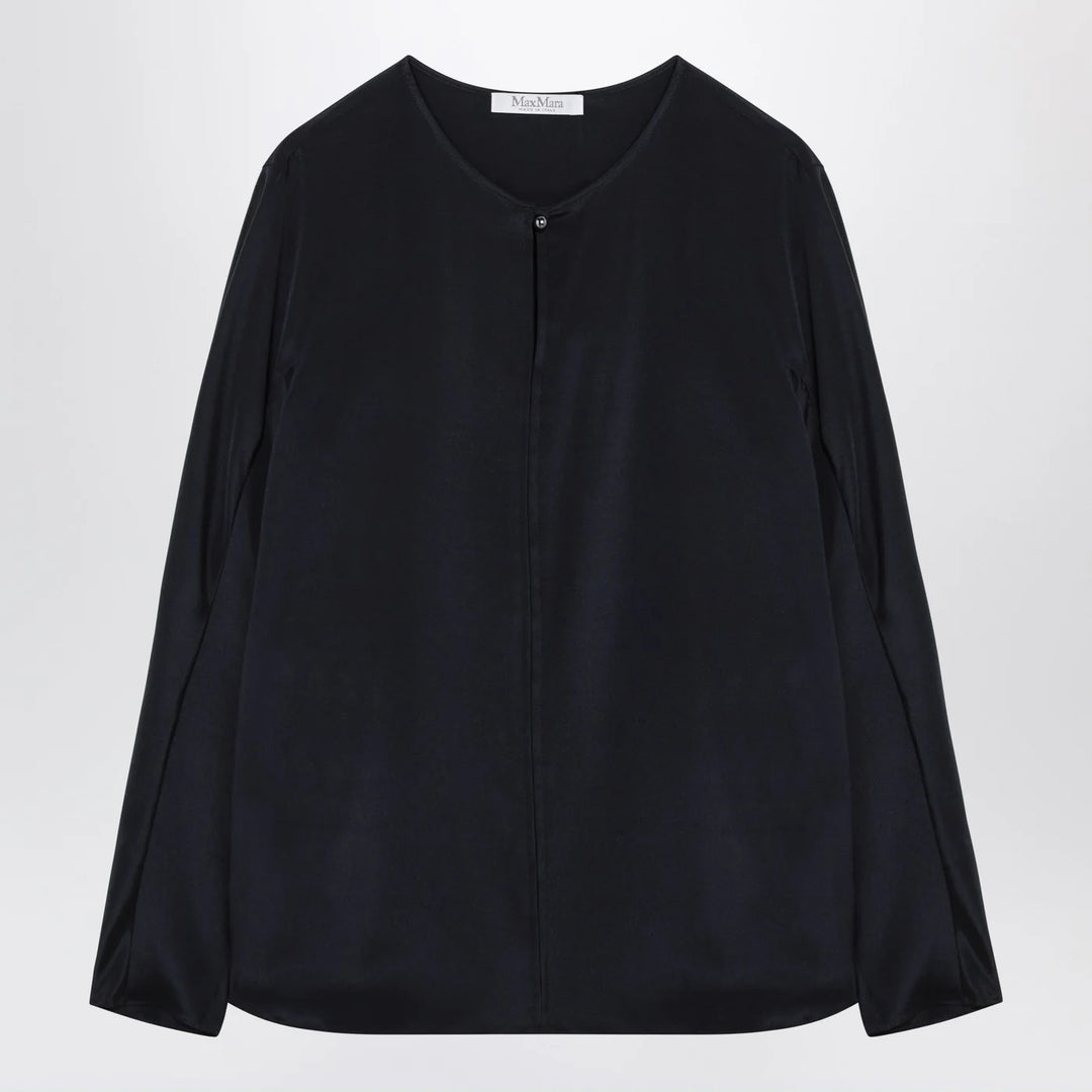 Max Mara - Midnight blue silk-blend blouse
