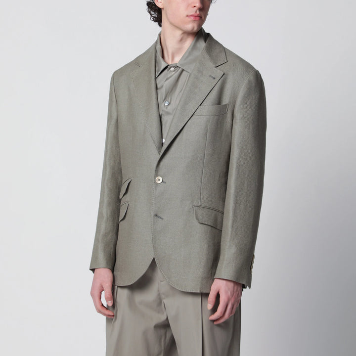 Brunello Cucinelli - Deconstructed Cavallo jacket in khaki silk hopsack
