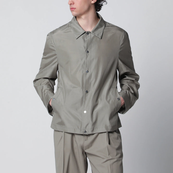 Brunello Cucinelli - Unlined jacket in khaki membrane silk
