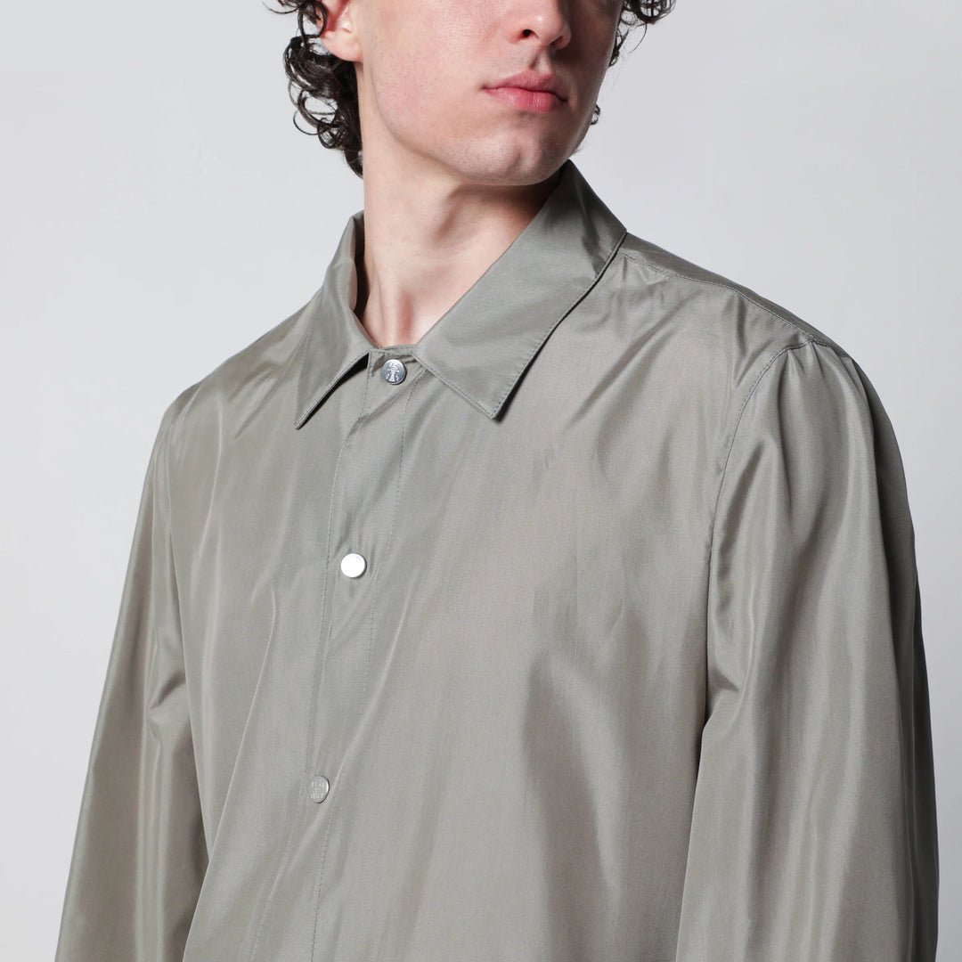 Brunello Cucinelli - Unlined jacket in khaki membrane silk