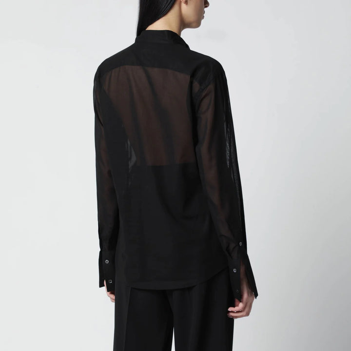 6397 - Black micro-pleated shirt