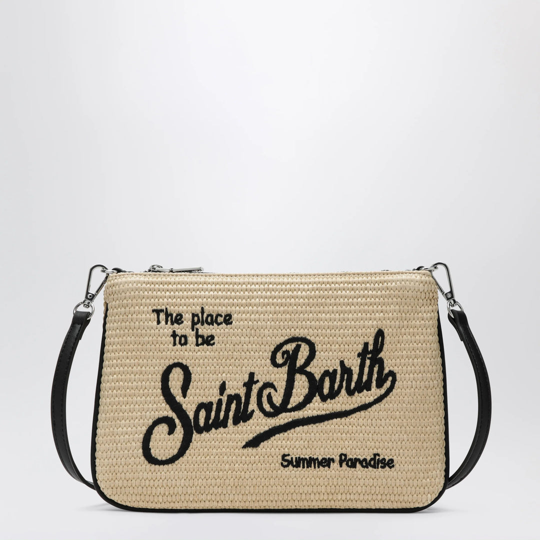MC2 Saint Barth - Parisienne straw-effect clutch with embroidered logo