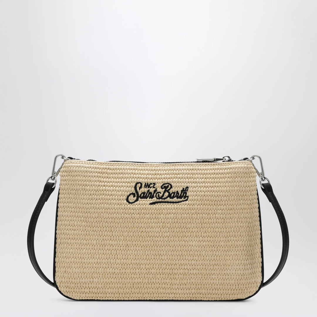 MC2 Saint Barth - Parisienne straw-effect clutch with embroidered logo