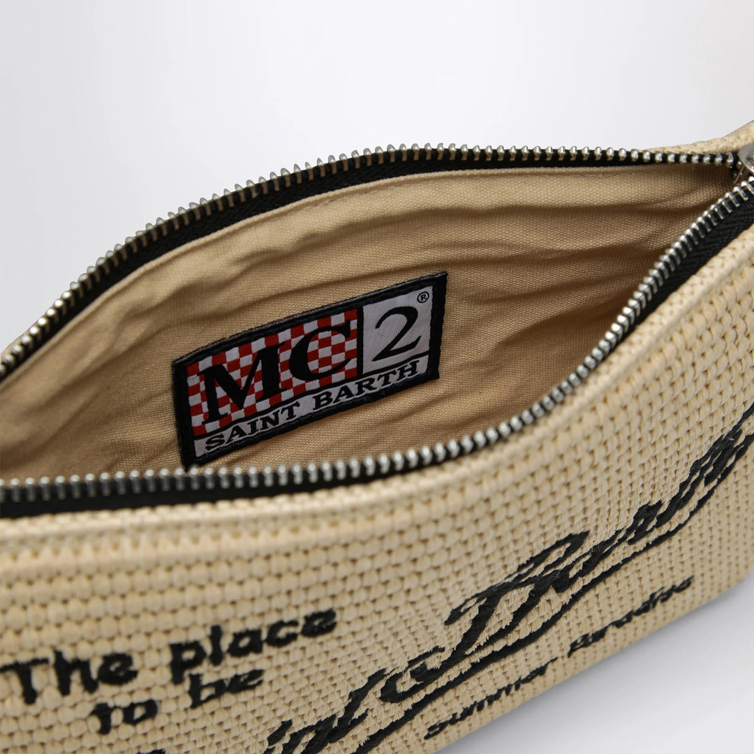 MC2 Saint Barth - Parisienne straw-effect clutch with embroidered logo
