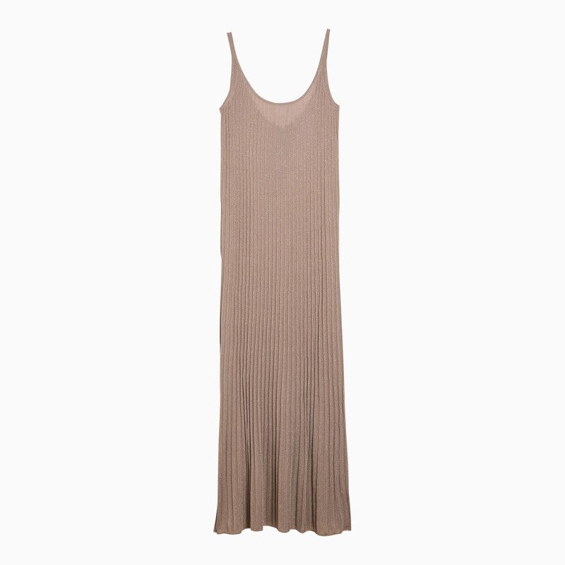 Max Mara Pianoforte Light yellow long dress with lurex in viscose