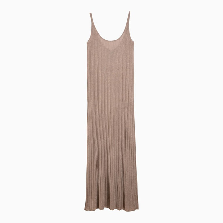 Max Mara Pianoforte Light yellow long dress with lurex in viscose
