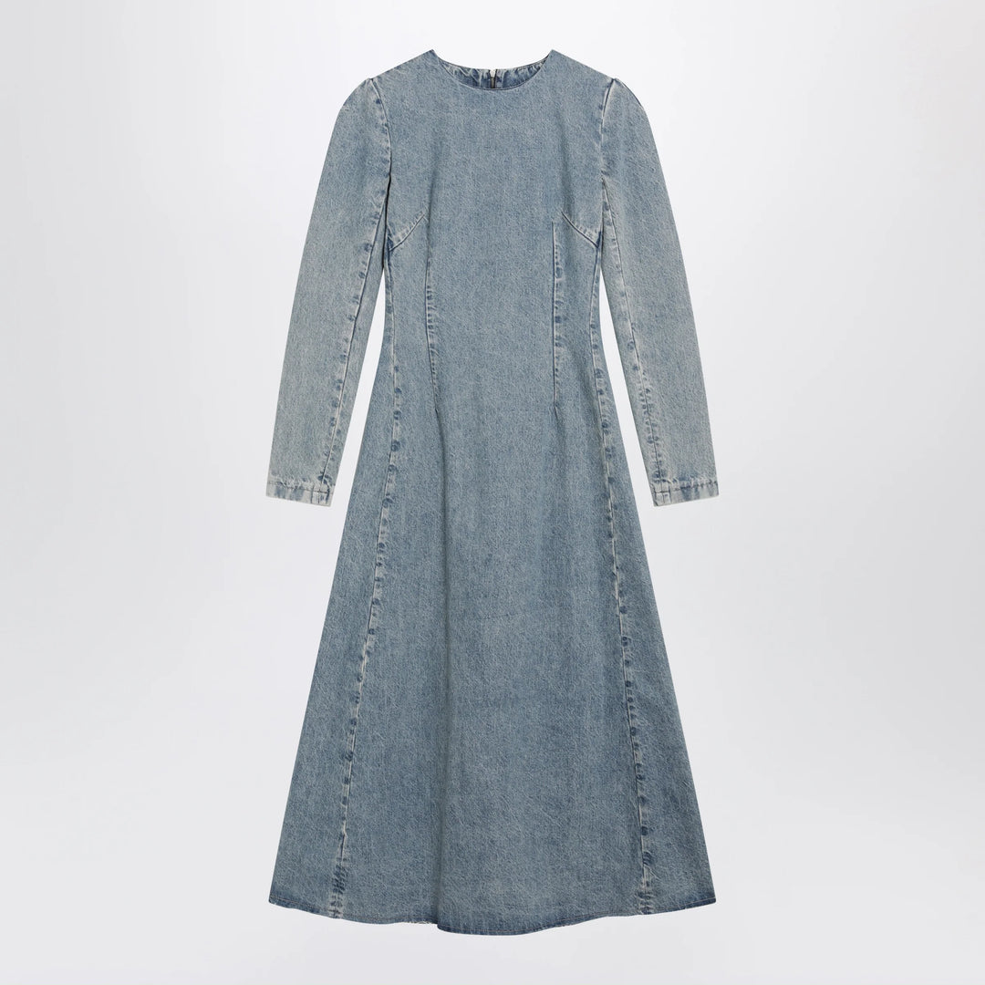 Maison Margiela - Cup-shoulder denim midi dress in ice blue