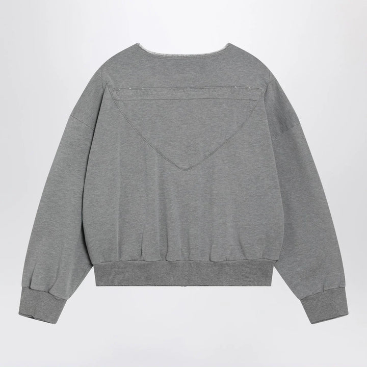 MM6 Maison Margiela - Felpa con zip e coulisse in cotone grigia