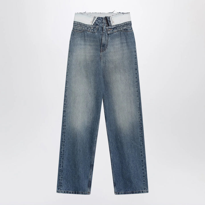 MM6 Maison Margiela - Light blue washed jeans with layered waistband